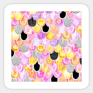 Citrus, Cotton Candy & Licorice Watercolor Scales Sticker